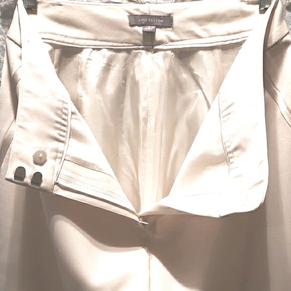 ANN TAYLOR CREAM TUXEDO PANT SATIN TRIM SZ 6 - Picture 6 of 8